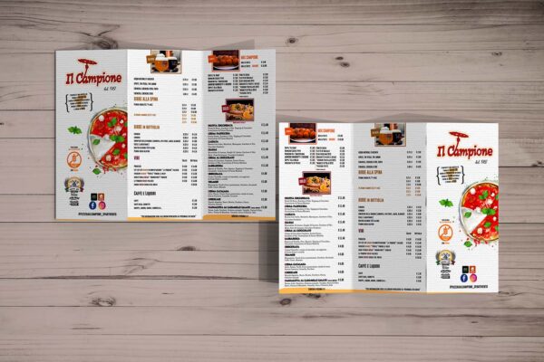 stampa menu pizzeria